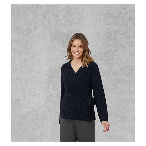 Ladies Cozy Lounge Wrap - Black, S/M