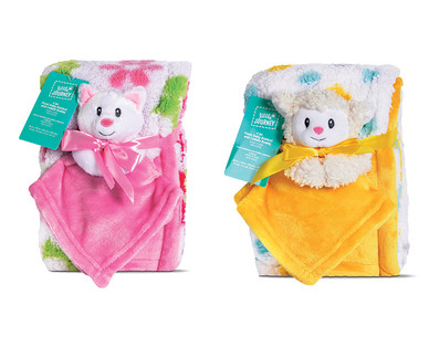 Little Journey 2-Piece Plush Baby Blanket and Cuddle Buddy