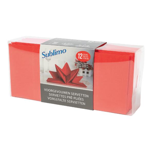 SUBLIMO(R) 				Vorgefaltete Servietten, 12 St.