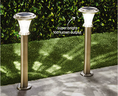Large Solar Powered Bollard Light 2 pack
