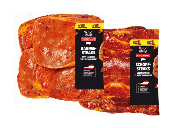 Frische Karree- oder Schopfsteaks mariniert