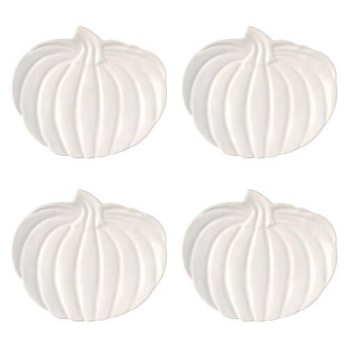 4 Pack Fall Appetizer Plates - White Pumpkin