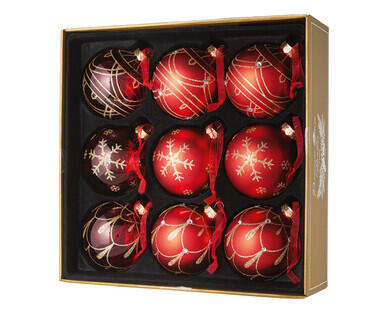 Metal Tree Top Star, Handmade Glass Baubles 9pk or Glass Hanging Figurines 9pk