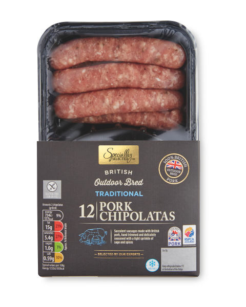 12 Pork Chipolata Sausages
