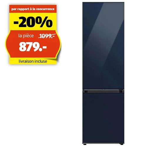SAMSUNG Réfrigérateur-congélateur BESPOKE, WiFi, 387 litre, RB38C7B6B41/WS, Clean Navy