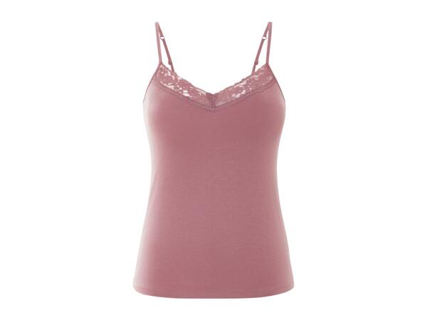 Esmara Ladies' Lace Trim Vest Tops - 3 Pack - Dark Pink