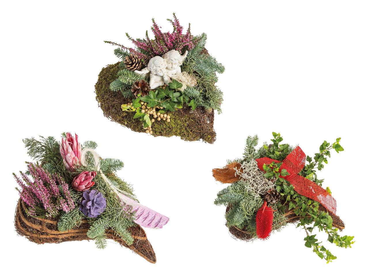 Ornement pour urne avec plantes en forme de cœur