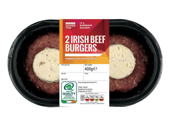 2 Burgers Topped with Cheese