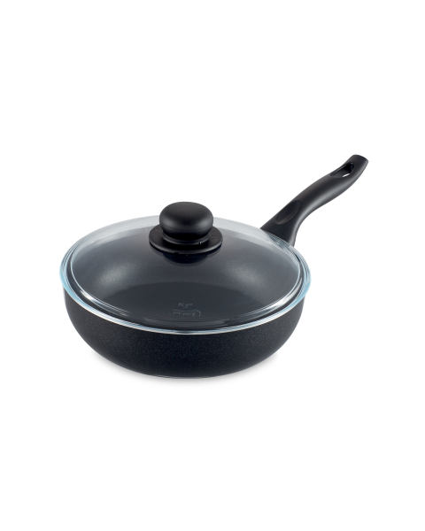 Black 24cm Frying Pan with Glass Lid