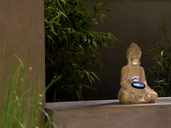 Căsuță / Statuetă Buddha solară, cu LED