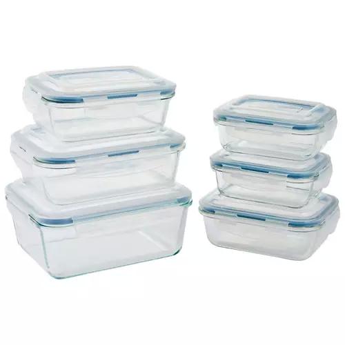 Assorted Glass Food Storage Containers 6 Piece Set
