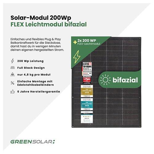 GREEN SOLAR Balkonkraftwerk Flex 400/400