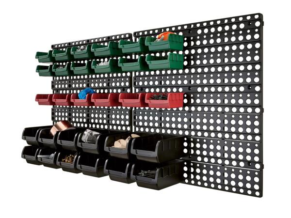 Wall organiser and storage set with bins