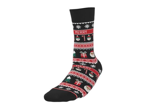 Esmara Men's Black & Red Christmas Socks - 3 Pairs