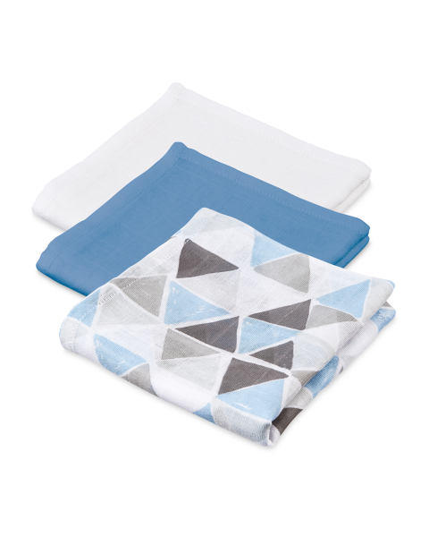 Boy Geo Muslin Cloths 3 Pack