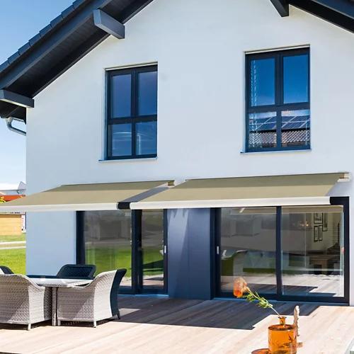 HOME DELUXE ELOS Vollkassettenmarkise sandfarben 395 x 300 cm inkl. Windsensor