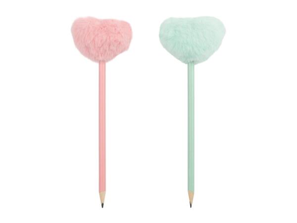 Crelando Heart Pompom Pencils - 2 Pack