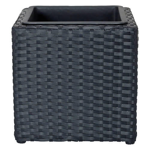 Rattan Effect Cube Planter, Black