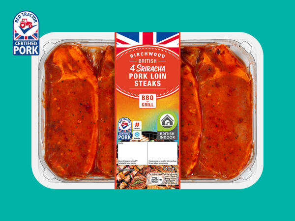 Birchwood 4 Sriracha British Pork Loin Steaks