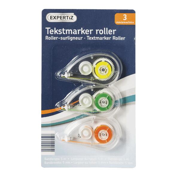 Tekstmarkerrollers, 3 st.