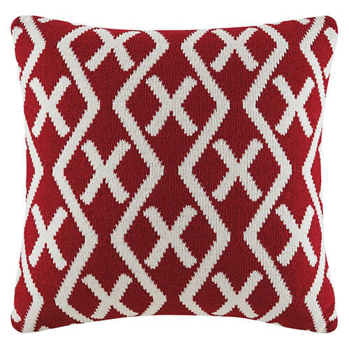 Soft Cable Knit Pillow, Red Jacquard Knit