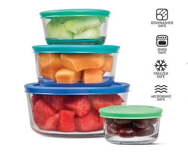 Crofton 8-Piece Glass Storage Bowls With Multi-Color Lids