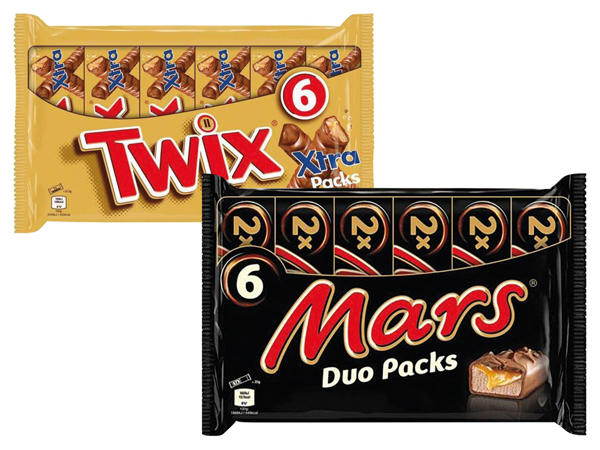 Mars, Twix oder Snickers im 6er-Duo-Pack