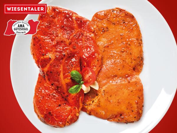 Frische Karree- oder Schopfsteaks mariniert