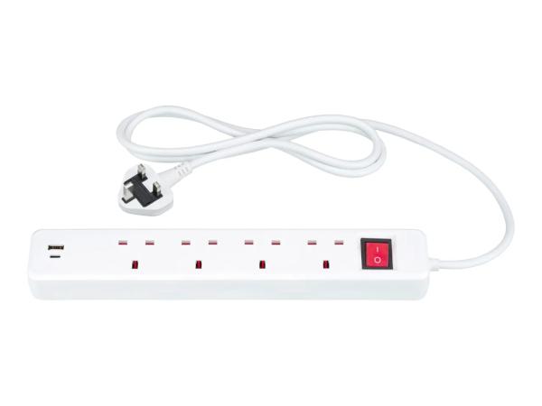 4 Socket Extension Lead With USB