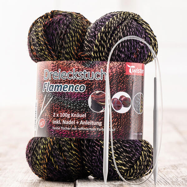 Strick-Set Dreieckstuch "Flamenco"