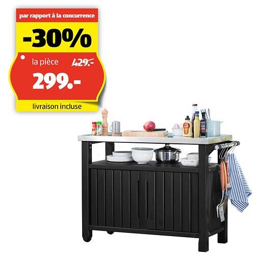 KETER Table d'appoint pour barbecue, 123.7 × 54 × 90 cm