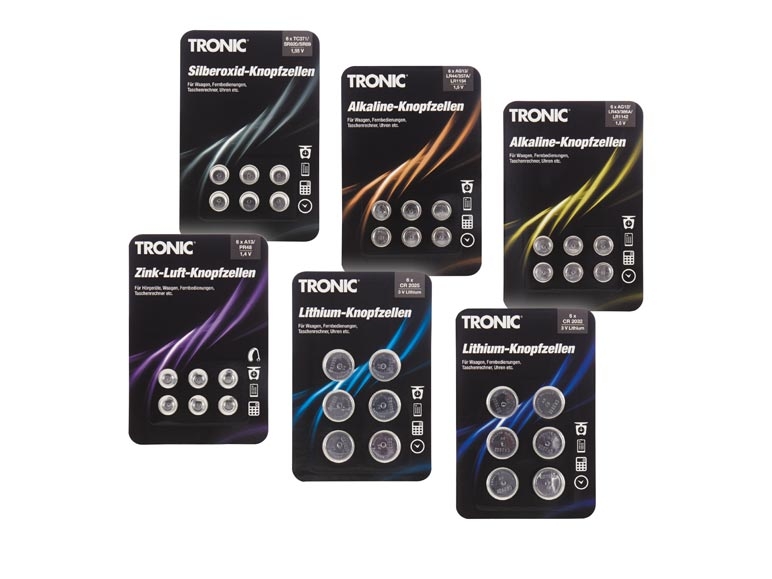 Piles boutons, lot de 6