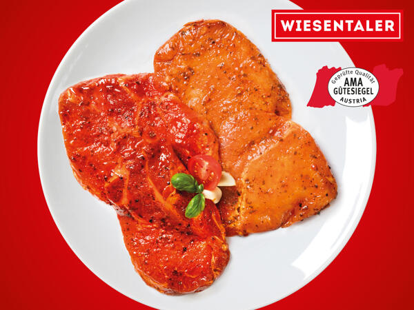 Frische Karree- oder Schopfsteaks mariniert