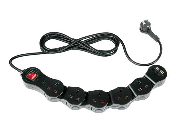 Silvercrest Flexible Extension Lead with USB Ports