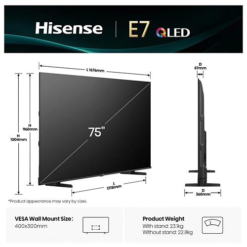 HISENSE 75" (189cm) QLED Smart TV E7Q