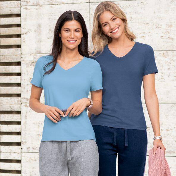 T-shirt basique pour dames, 2 pcs