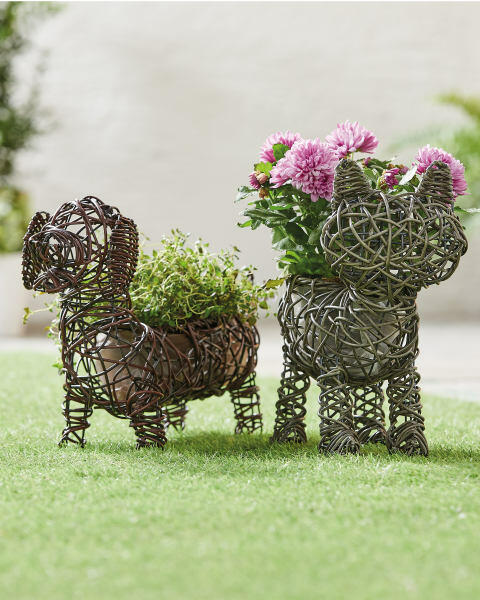Cat Rattan Effect Animal Planter