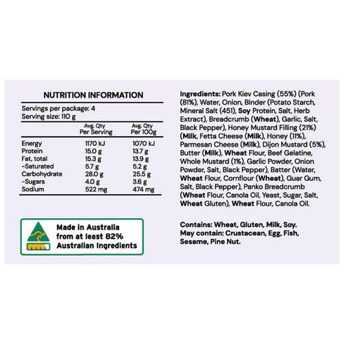 Honey Mustard Pork Kiev 440g