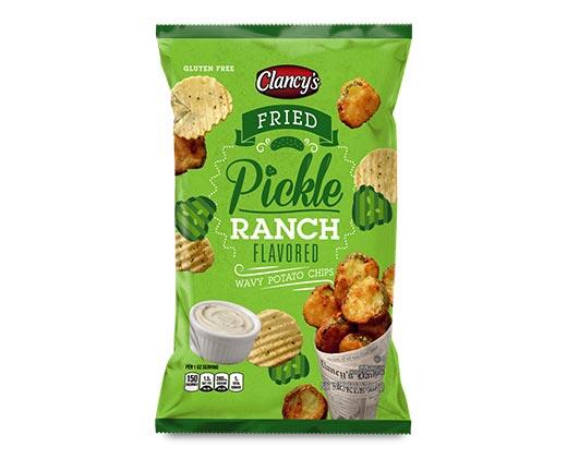 Clancy's 
 Loaded Bacon & Cheddar or Fried Pickle Ranch Wavy Potato Chips