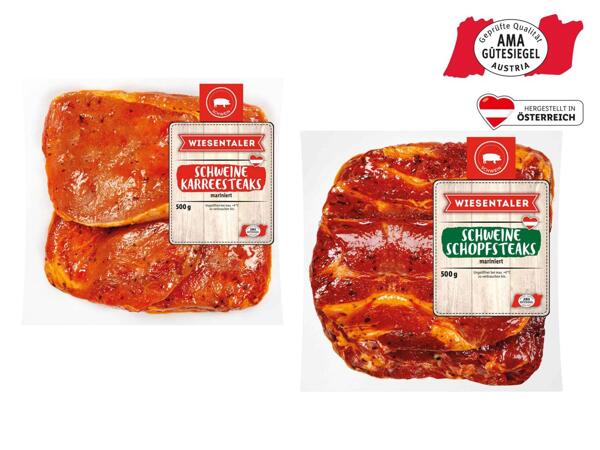 Frische Karree- oder Schopfsteaks mariniert