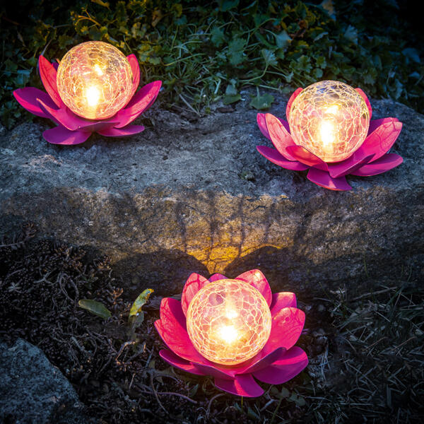 LED-Solar-Lotusblume 3er