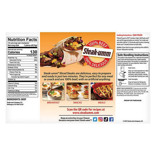 100% All Beef Sliced Steaks, 15 oz