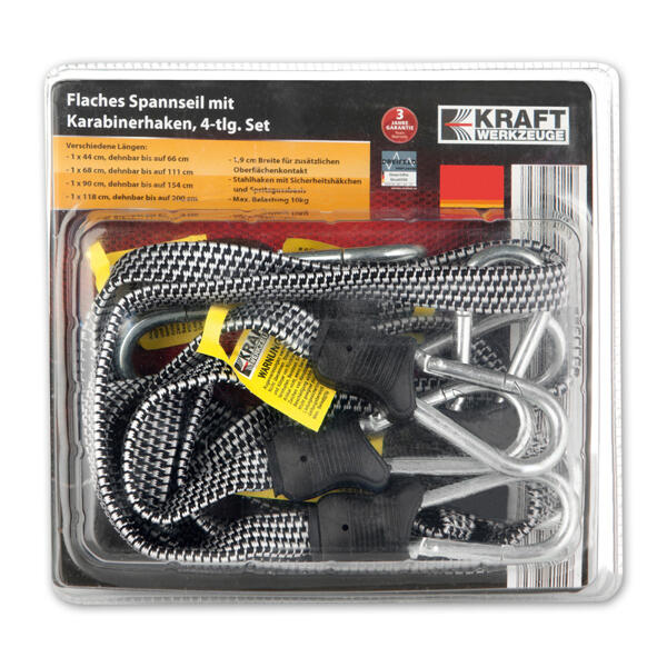 Spannseil flach mit Haken 4-tlg.