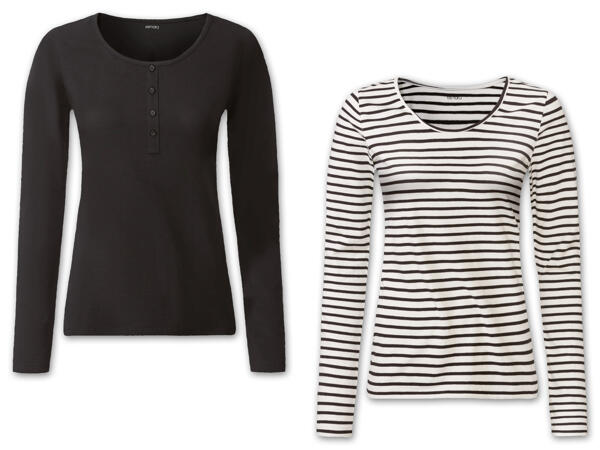 Damen Langarmshirt, 2 Stück
