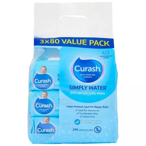 Baby Wipes Simply Water 3 x 80 Pack
