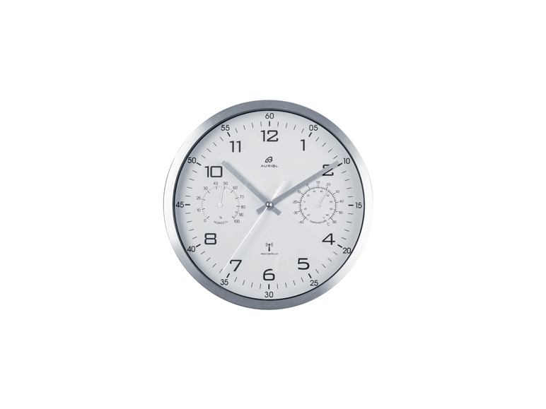 Radio-Controlled Wall Clock with Thermometer and Humidity Meter