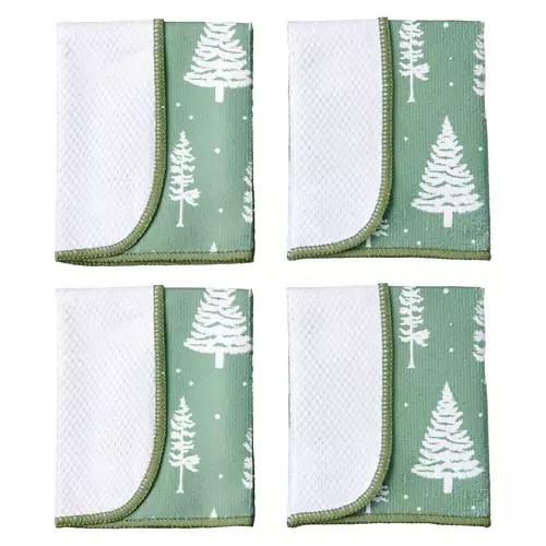 4 Pack Holiday Scrubber Dishcloths - Trees