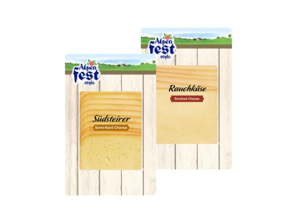 Rauchkäse or südsteirer cheese in slices