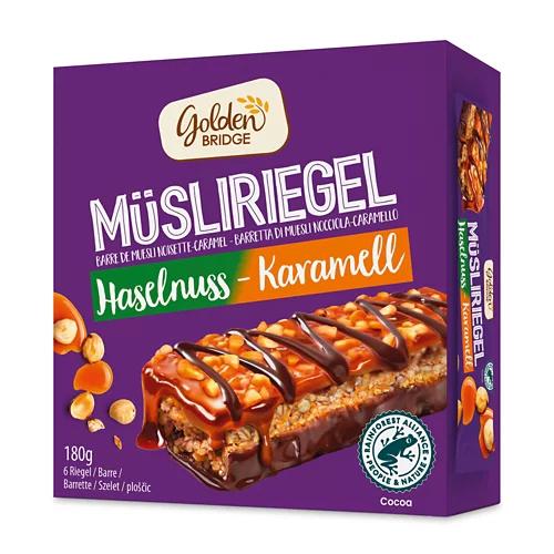 GOLDEN BRIDGE Müsli Max Riegel, Haseln-Karamell