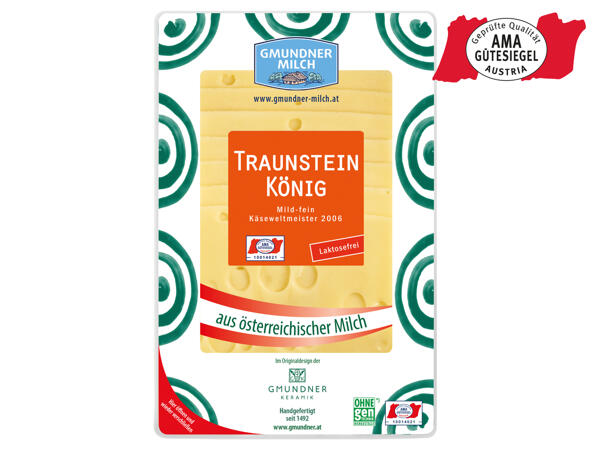 Gmundner Milch Traunstein-König oder Gosauer Jausenkäse in Scheiben